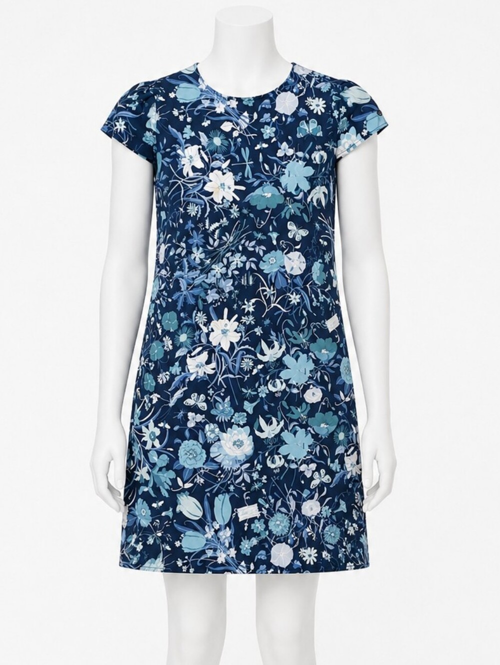GUCCI | Girls Floral Print Shift Dress Blue Short Sleeve Size 12 Made in Italy